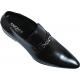 Fiesso Black/White Pointed Toe Leather Shoes With Metal Tip FI8227